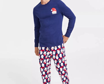 Family Pajamas Matching Men's Mix It Santa Pajamas Set Blue Size S