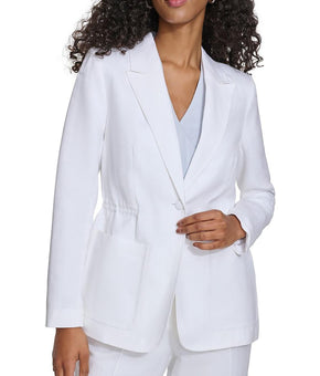 Calvin Klein Womens Plus Linen Suit Separate One-Button Blazer White Size 22W