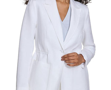 Calvin Klein Womens Plus Linen Suit Separate One-Button Blazer White Size 22W