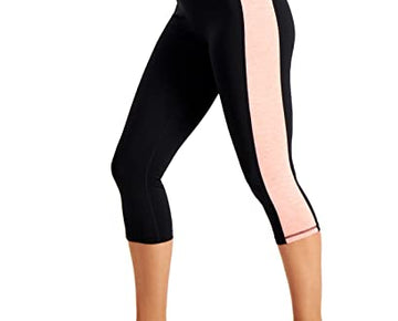 Ideology Women's Colorblocked Cropped Leggings (Noir Peachberry, X-Small)