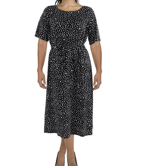Kasper Womens Plus Polka Dot Midi Wear To Work Dress Size 16W Black