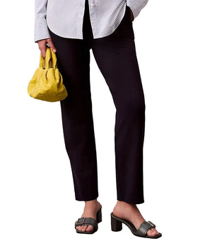 Calvin Klein Women's Ponte Cropped Straight-Leg Pants Black Size L MSRP $89