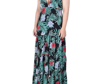 NY Collection Plus Size Spaghetti Strap Maxi Dress Green Size 1X