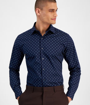 Alfani Mens Slim fit Dress Shirt Size M 15/15.5x32/33 Navy Blue MSRP $65