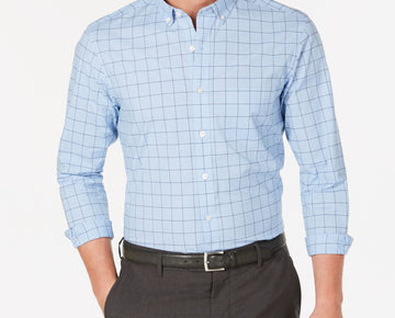 Club Room Mens Printed Collared Button-Down Shirt Blue Size M