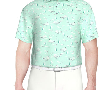 PGA TOUR Men's Stretch-Performance Patterned Polo Shirt Green Size XXL MSRP $68