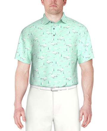 PGA TOUR Men's Stretch-Performance Patterned Polo Shirt Green Size XXL MSRP $68
