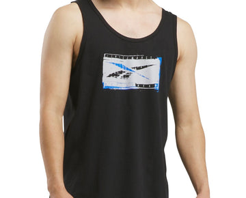 Reebok Mens Regular fit Sleeveless Graphic Tank Top Shirt Small Black Solid