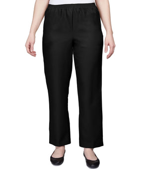 Alfred Dunner Womens Petite Elastic Waist Short Length Pant Size 16P Black
