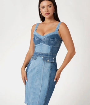 GUESS Women's Lidia Denim Sleeveless Dress Blue Size XS MSRP $168