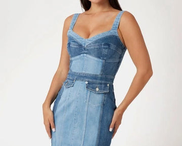 GUESS Women's Lidia Denim Sleeveless Dress Blue Size XS MSRP $168