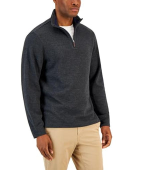 Club Room Mens Big & Tall 1/4 Zip Mock Neck Sweatshirt Gray Size L