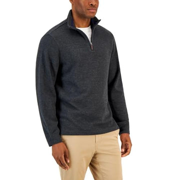 Club Room Mens Big & Tall 1/4 Zip Mock Neck Sweatshirt Gray Size L
