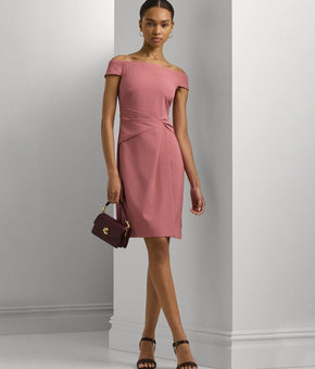 Lauren Ralph Lauren Women Twisted Off-The-Shoulder Dress Pink Size 16 MSRP $175