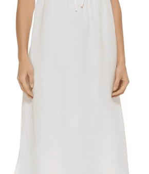 DKNY Women's V Neck Front Tie Maxi Dress Cover Up Swimsuit White Size XL