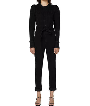 Hudson Puff Sleeve Denim Jumpsuit in Washed Black Size S MSRP $325