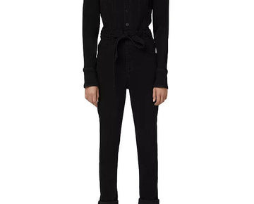 Hudson Puff Sleeve Denim Jumpsuit in Washed Black Size S MSRP $325