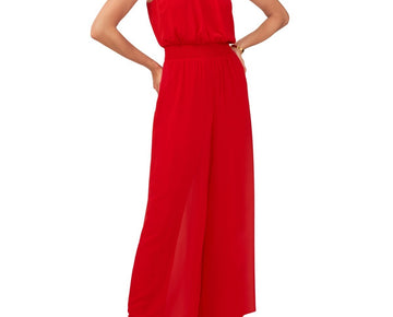 Vince Camuto Women's Halter Tie-Back Wide-Leg Jumpsuit Red Size S MSRP $99