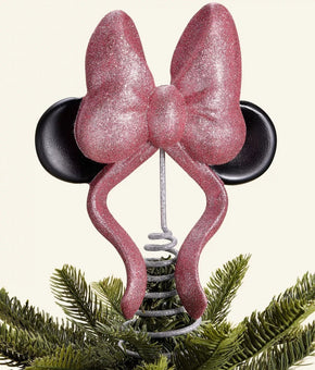 Disney Minnie Mouse Bow Tree Topper Pink Black Plastic, metal