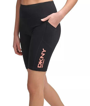 DKNY Logo-Graphic High-Waist Bike Shorts womens black Size S MSRP $40