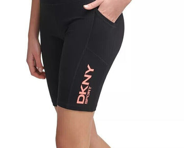 DKNY Logo-Graphic High-Waist Bike Shorts womens black Size S MSRP $40