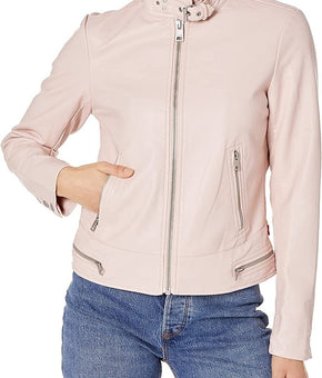 Levi's Women's Faux Leather Motocross Racer Jacket Light Pink Size M MSRP $120