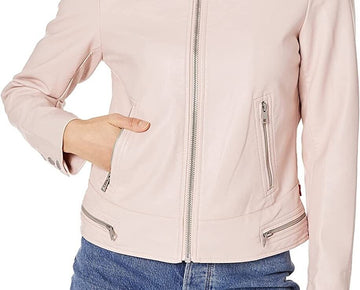 Levi's Women's Faux Leather Motocross Racer Jacket Light Pink Size M MSRP $120
