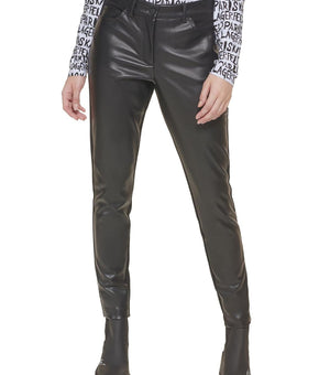 Karl Lagerfeld Paris Womens Faux Leather High Rise Skinny Pants Black Size 6