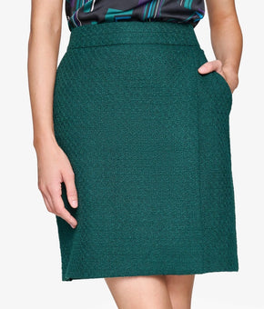 KARL LAGERFELD PARIS Women's Tweed Mini Skirt Green SIze 12 MSRP $109