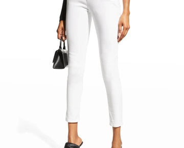 Michael Kors Izzy Roll-Hem Denim Skinny Jeans White Size 10 MSRP $110