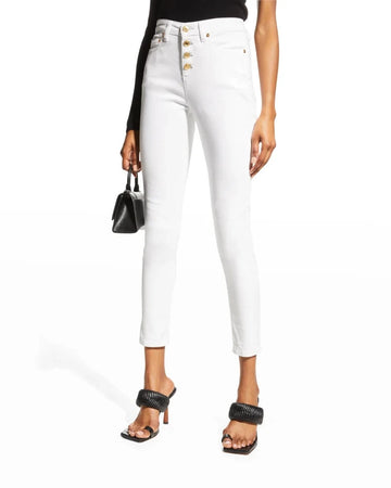 Michael Kors Izzy Roll-Hem Denim Skinny Jeans White Size 10 MSRP $110