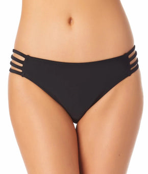 California Waves Junior's Strappy Hipster Bikini Bottoms Swimsuit Black Size XS