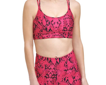 DKNY Sport Women's Snake-Embossed Sports Bra Tank Top (Pink, X-Small