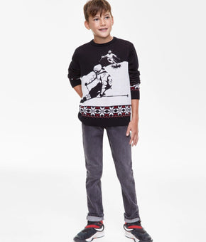Holiday Lane Big Boys Skier Sweater Black Size L (14/16)
