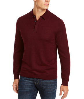 Club Room Mens Merino Wool Blend Polo Pullover Sweater Red Size M