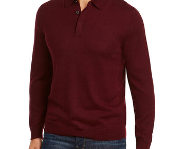 Club Room Mens Merino Wool Blend Polo Pullover Sweater Red Size M