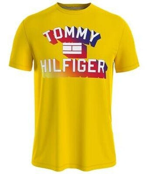 Tommy Hilfiger Men's Bold Hilfiger Logo Short Sleeve T-Shirt Yellow Size L