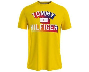 Tommy Hilfiger Men's Bold Hilfiger Logo Short Sleeve T-Shirt Yellow Size L