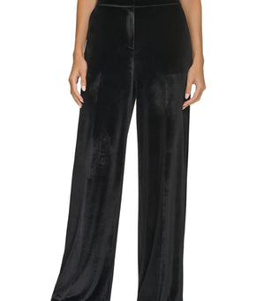 Calvin Klein Womens Pocket Velvet Wide Leg Pants Black Size 16 MSRP $99