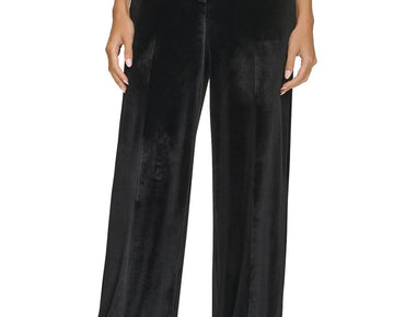 Calvin Klein Womens Pocket Velvet Wide Leg Pants Black Size 16 MSRP $99