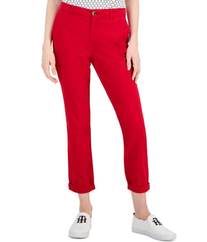 Tommy Hilfiger TH Flex Hampton Cuffed Chino Straight-Leg Pants Red Size 18 $60