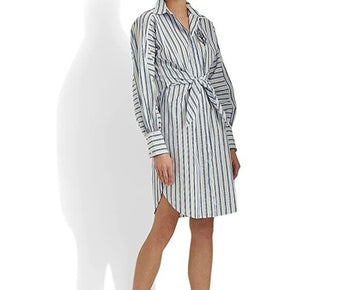Ralph Lauren Striped Cotton Broadcloth Shirtdress Blue White Size 2 MSRP $145