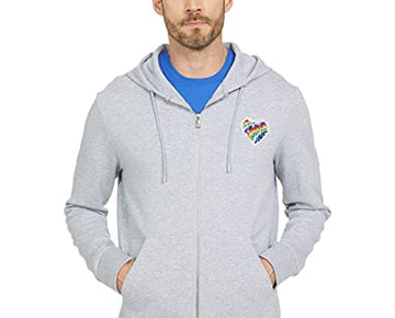 Michael Kors Full Zip Hoodie Heart Patch Heather Grey Size L