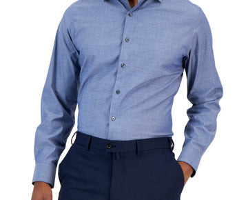Bar Iii Men Slim fit Dress Shirt Large 16-16.5 Long Sleeve Blue Solid