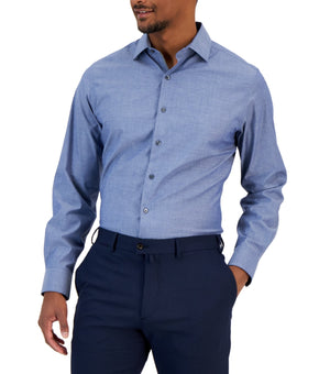 Bar Iii Men Slim fit Dress Shirt Shirt Small 14-14.5 Long Sleeve Blue Solid