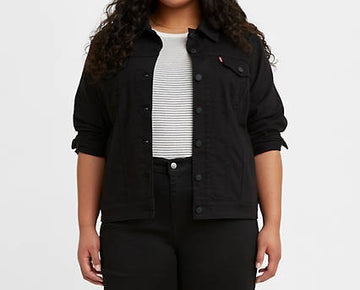 Levi's Button-Down Original Denim Trucker Jacket Black Plus Size 3X MSRP $80