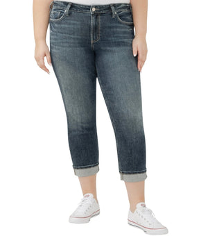 Silver Jeans Co. Suki Mid Rise Curvy Fit Straight Crop Jeans Plus Size 18W $84