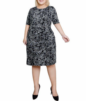 Ny Collection Womens Side Pleat Jersey Knit Dress Night Historic Size 2X