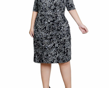 Ny Collection Womens Side Pleat Jersey Knit Dress Night Historic Size 2X