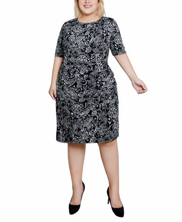 Ny Collection Womens Side Pleat Jersey Knit Dress Night Historic Size 2X